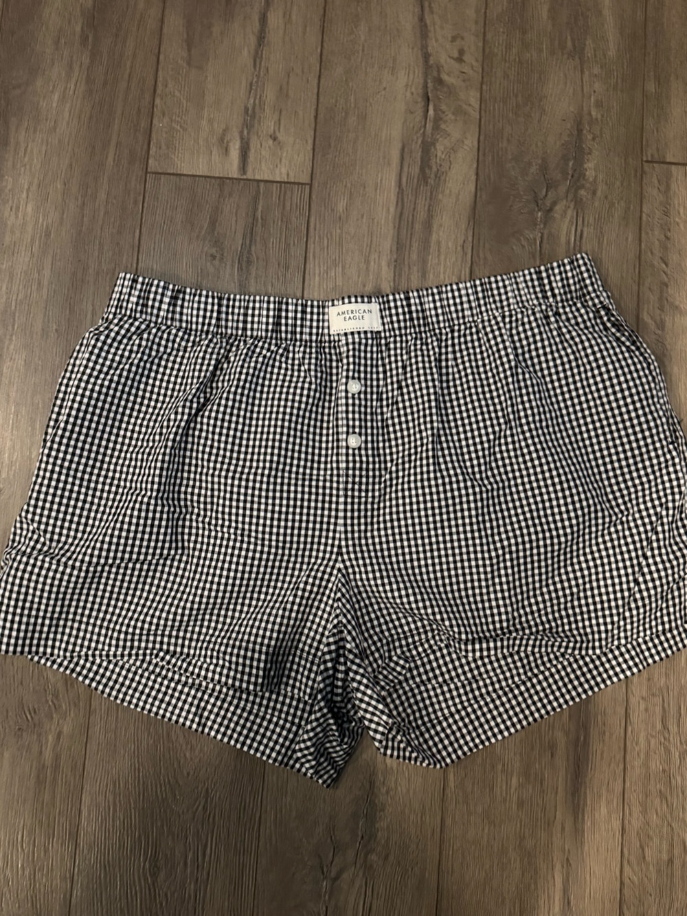 American Eagle Outfitters Black & White Gingham Elastic-Waist Women's Shorts